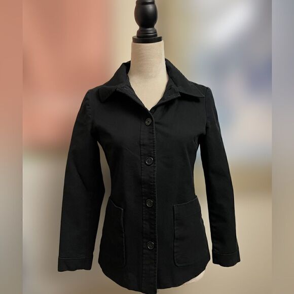 Black Lightweight Button Down Jacker w/ Silky Black Lining (Size: XS) - Picture 7 of 9